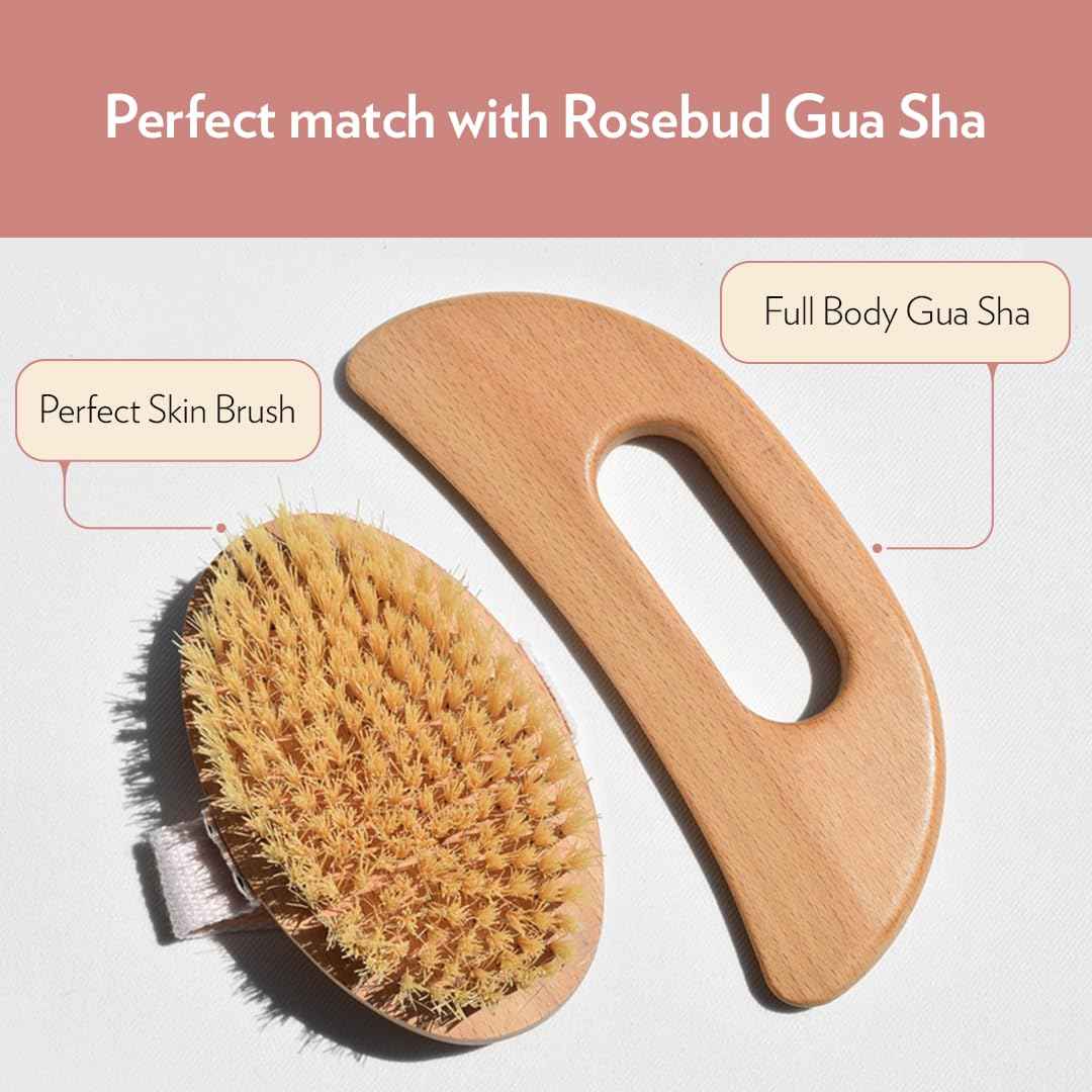 Rosebud Woman Body Brush for Dry Brushing & Lymphatic Drainage - Sustainable Beechwood Handle with Vegan Sisal Bristles - Exfoliating Skincare Tool for Enhanced Circulation & Skin Texture