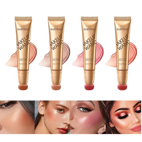 BARVENA Liquid Highlighter Wand，Liquid Highlighter Makeup Wand For Luminous, Glowing Skin, Buildable Formula, Vegan & Cruelty-Free Highlighter stick (Rose Ember)