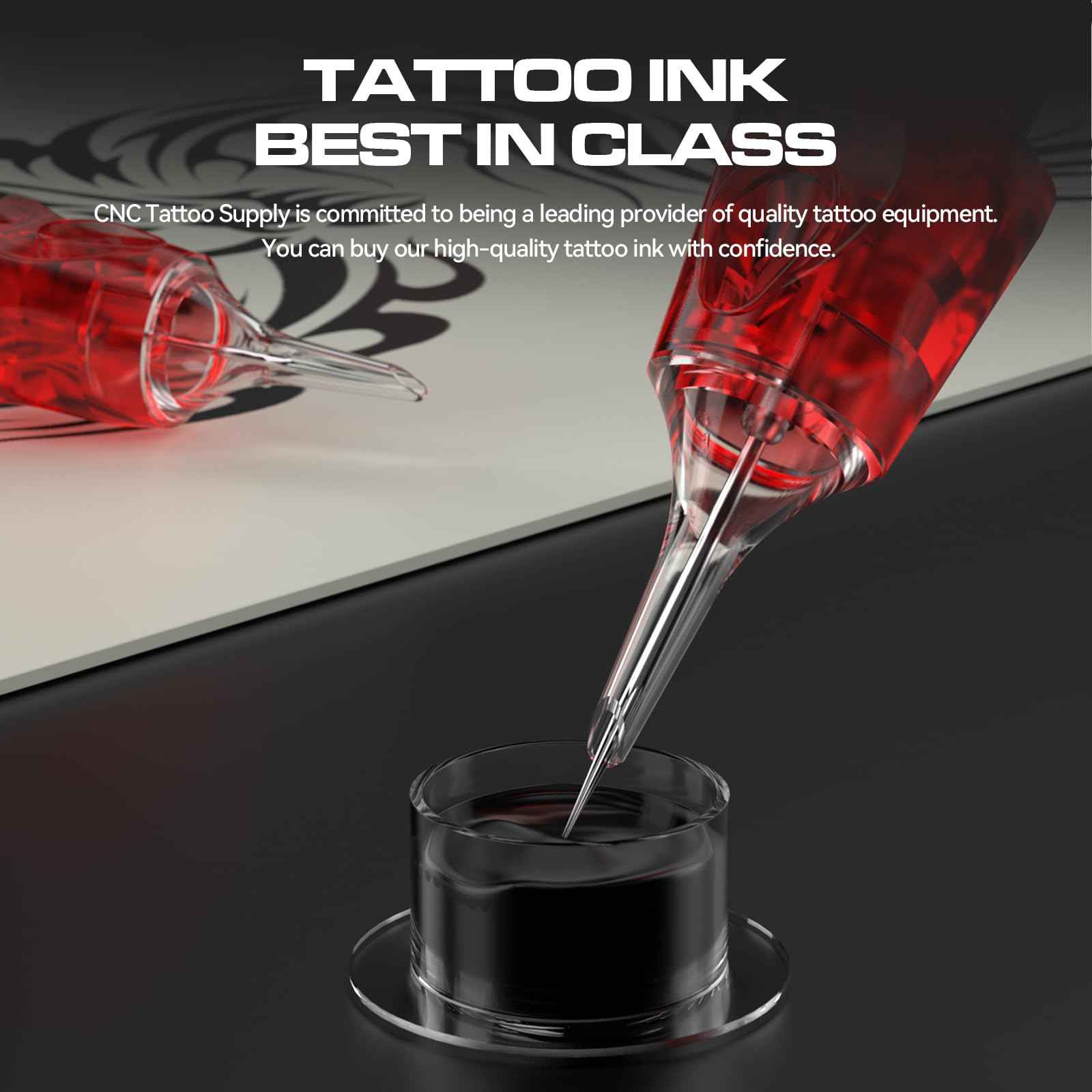 CNC 8oz Black Tattoo Ink Set 240ml Pure Black Vegan-Friendly Pigment Professional Tattoo Supplies for Lining, Shading, Blending Premium Skin-Safe Inks TI6003-240-001