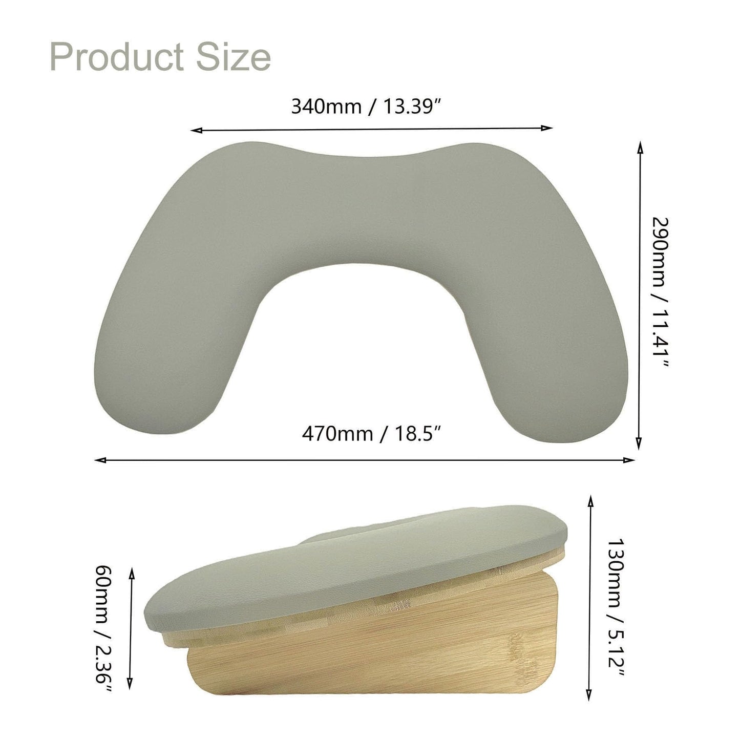 TANG SONG U-Shaped Hand Rest Wooden Base Sponge Manicure Hand Rest Pillow Nail Stand Hand Holder Nail Table Manicure Armrest Cushion (Grey)
