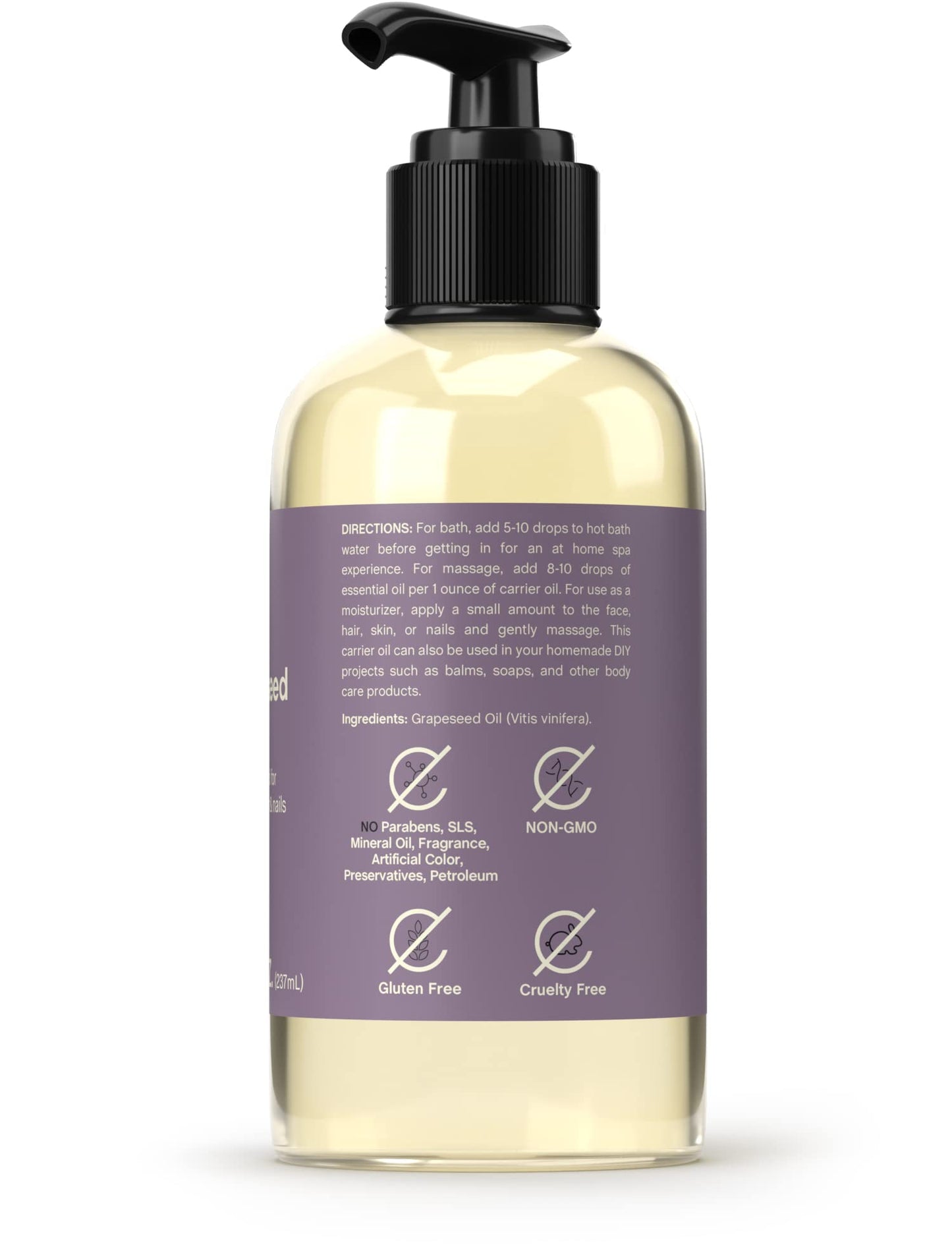 Coera Grapeseed Oil | 8 fl oz | Moisturizing Oil for Face, Hair, Skin & Nails | Free of Parabens, SLS, & Fragrances