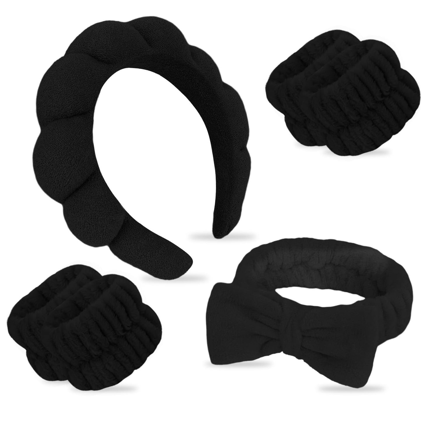 ACO-UINT 6Pcs Spa Wrist and Headbands Set - Terry Cloth Sponge Towel Bands for Face Washing, Makeup Removal, and Hair Styling