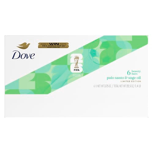 Dove Limited Edition FIFA Beauty Bar Soap 6 Bars Palo Santo & Sage Oil for Hydrated & Soft Skin 3.75 Oz