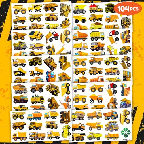 100 PCS Dump Truck Temporary Tattoos - Construction Party Favors