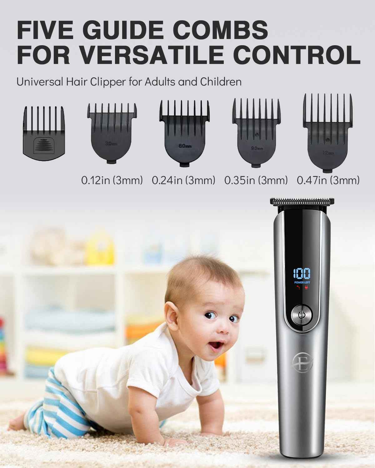 Beard Trimmer for Men - 5 in 1 Kit Electric Razor, Nose Hair Trimmer with LED Display, Cordless Mustache Body Face Grooming Kit, Rechargeable Beard Shaver (Aluminum)