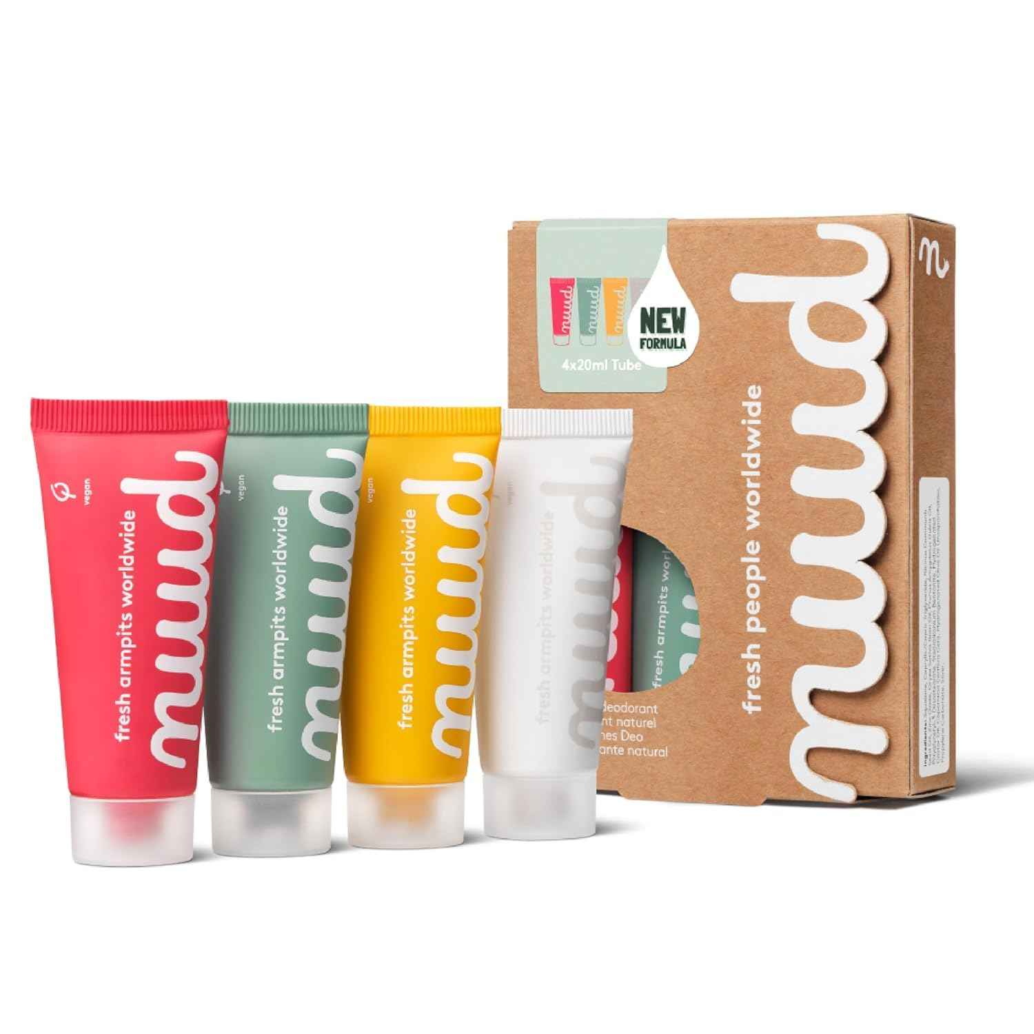 nuud Family Pack | 4 x 20ml | value deal | natural, vegan cream deodorant, effective for 3 days, no perfume, no aluminium, no alcohol, for women & men, 10 months supply, dermatologically approved.