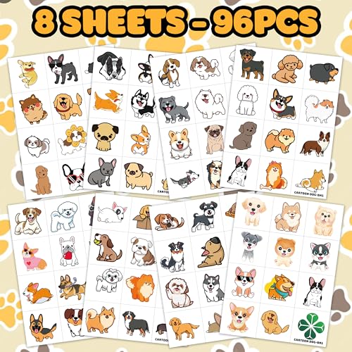 96PCS Dog Temporary Tattoos Waterproof Stickers