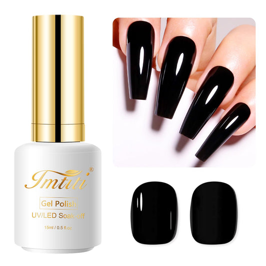 Imtiti Black Gel Nail Polish, 0.5 Fl Oz Black Color Gel Polish Soak Off Led U V Nail Gel Polish Nail Polish Diy Nail Art Starter Manicure Gel Nail Kit For Women Girls…