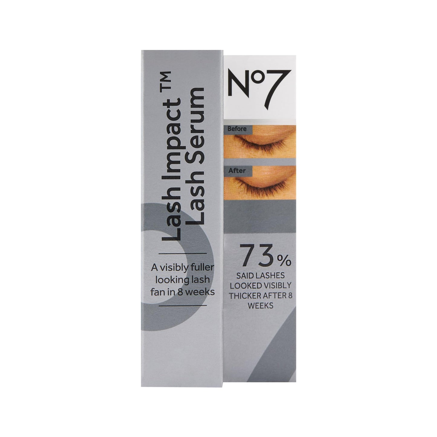 No7 Lash Impact Lash Serum - Brow & Eyelash Serum for Visibly Fuller, Thicker, Darker Looking Lashes in 8 Weeks (6.1ml) (Pack of 2)
