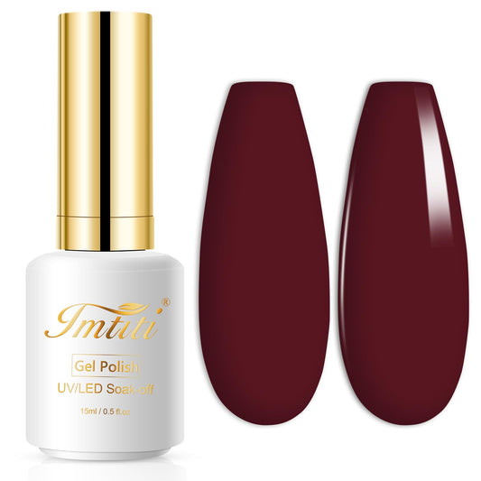 Imtiti Gel Nail Polish, 1 Pcs 15ml Maroon Red Color Gel Polish Soak Off Nail Art Manicure Salon DIY Nail Lamp Gel Nail Fall Christmas Decoration at Home Gift for Women, 0.5 Fluid Ounces