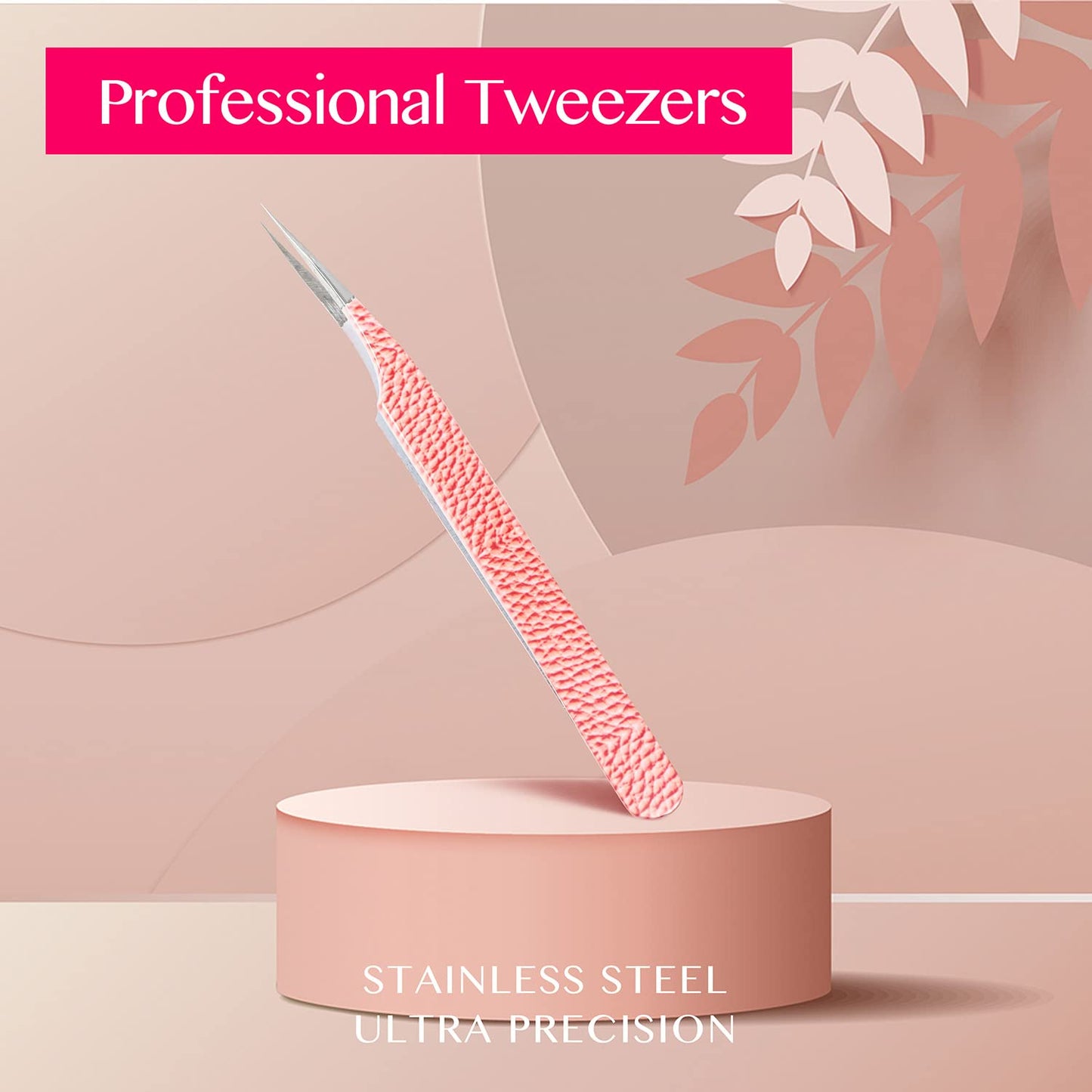 Kolybel Eyelash Extension Tweezers Professional Stainless Steel Lash Tweezers for Mega Volume & Make Volume Fans Lashes Eyelashes Extensions Applying Tweezers（Red-K04)