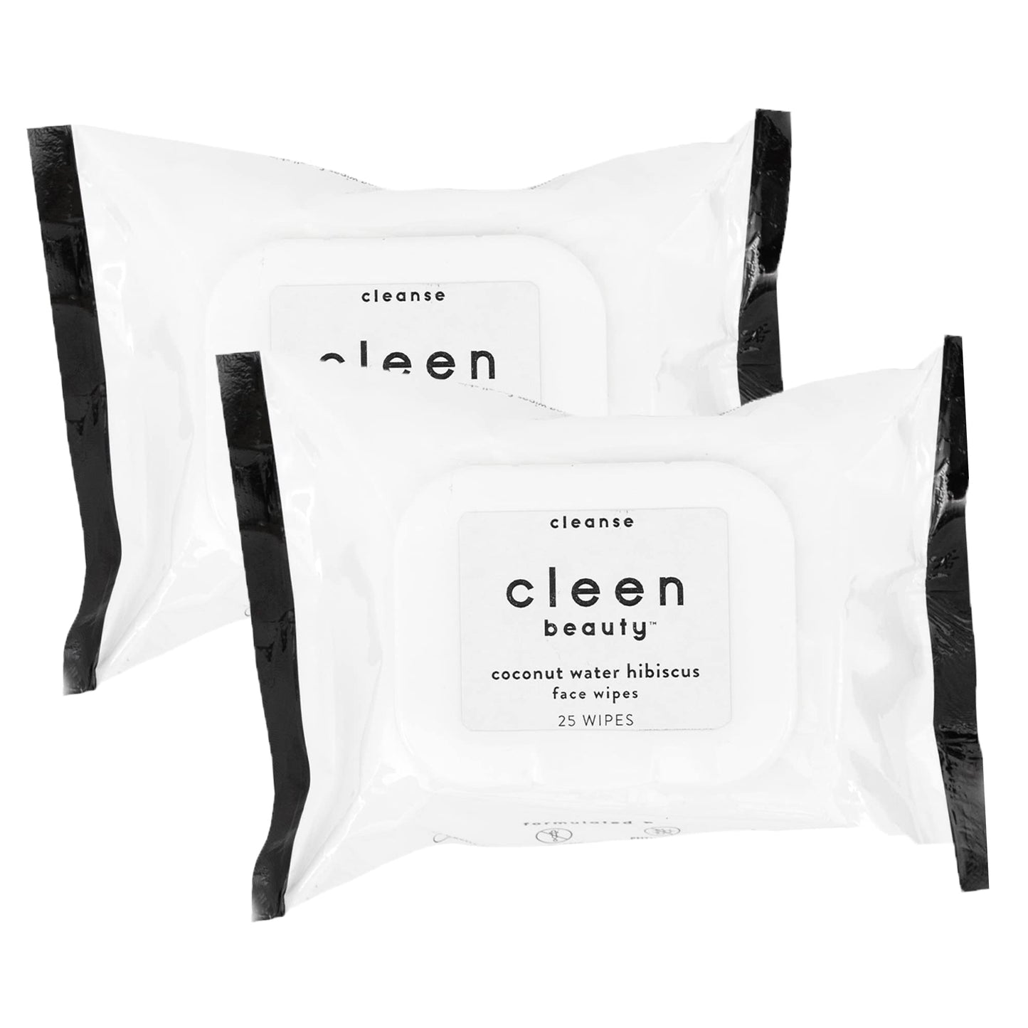 Cleen Beauty Coconut Water Hibiscus Face Wipes l Hydrating Facial Cleansing Makeup Remover l Biodegradable Face Wash Cloth l 2 Pack