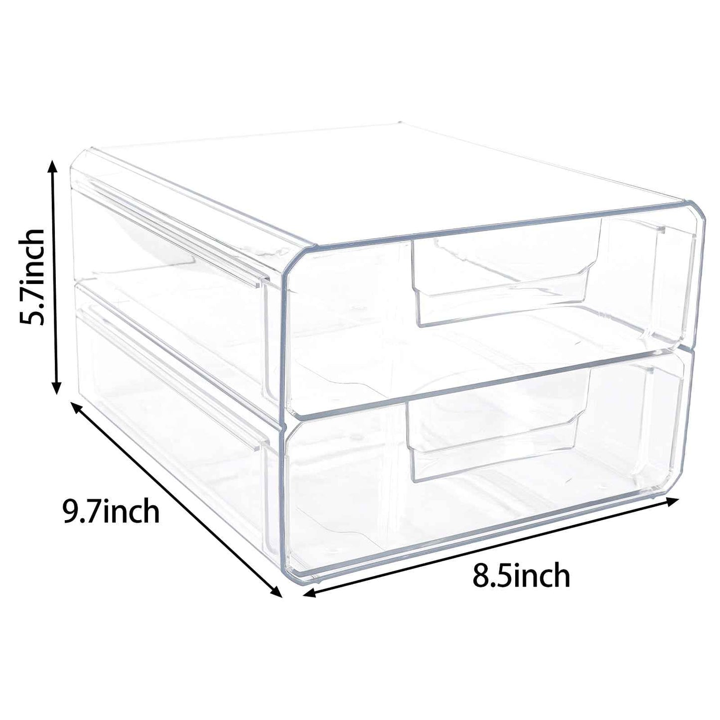 Clear Stackable Storage Drawers,Acrylic Makeup Drawer Organizer with 2 Drawers,Stackable Storage Bins for Skincare,Cosmetics,Beauty Supplies,for Vanity,Bathroom,Kitchen Countertop,Pantry Organization
