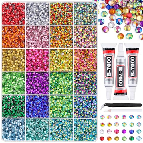 Multicolored Resin Rhinestones 12600pcs with Tweezers & 3 Glue Sets for DIY Jewelry & Crafts