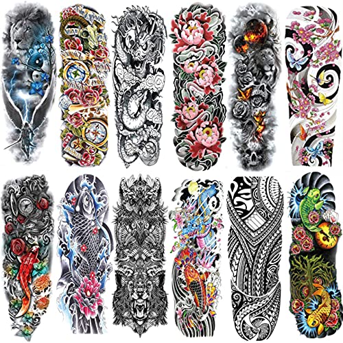 Aresvns Full Arm Temporary Tattoos for Men and Women,Temporary Tattoo Waterproof Sleeve Tattoo Last Long for Adults for BBQ Pool Beach Party