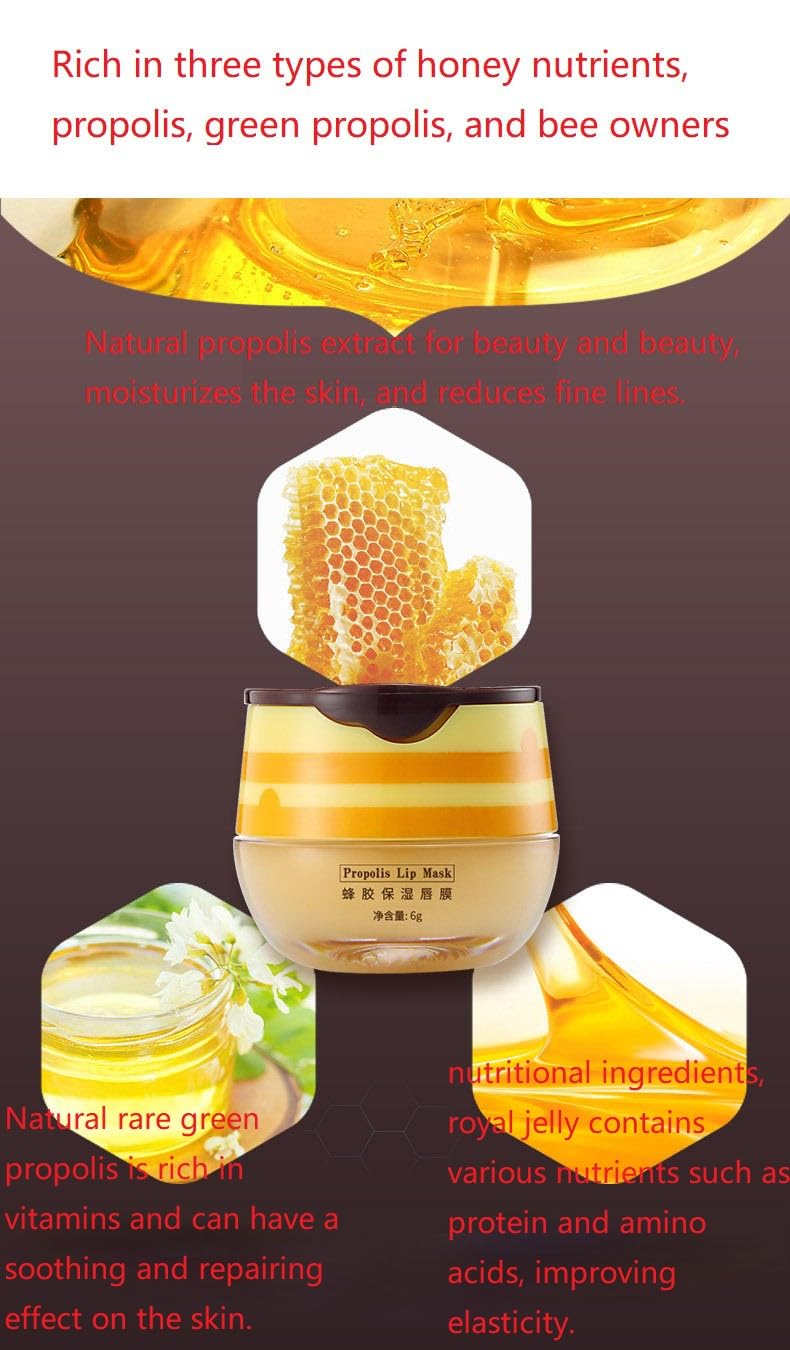 2 Pcs Lip Balm Honey Pot, Honey & Strawberry Hydrating Lip Mask, Reduces Lip Lines Prevention Dry and Cracked Lip Scrubs Exfoliator Honeypot Lip Balm. (Honey & Strawberry)