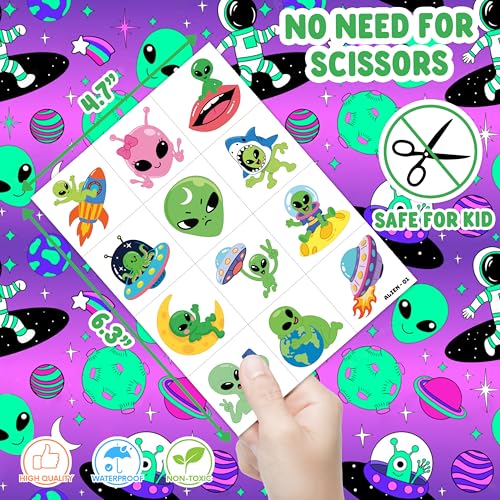 96 PCS Alien Temporary Tattoos for Kids | Space Party Favors