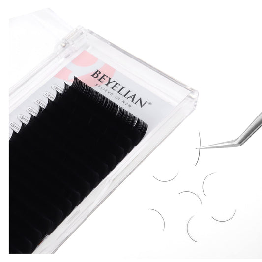 BEYELIAN Eyelash Extensions, Individual Lashes, 0.20mm D Curl 13mm Super Matte Classic Lash Extensions, Ellipse Flat Eyelash Extension, Light and Soft Natural Look for Professional Salon Use