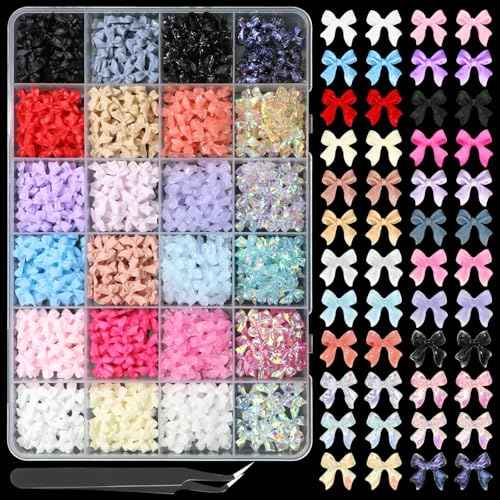 BELICEY Bow Nail Charms, 3D Mix Color Bows Nail Art Charms, Assorted Colorful Bowknot Charms for Acrylic Nails, Cute Flatback Nail Bows Jewelry for Nails Design Manicure Accessories Crafts