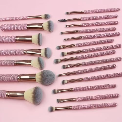 Stlalsa-Professional Makeup Brush Set, 23 Pieces, Pink and White Synthetic Brushes with Diamond Handle, for Powder, Contour, Eyeshadow Application (rosa)