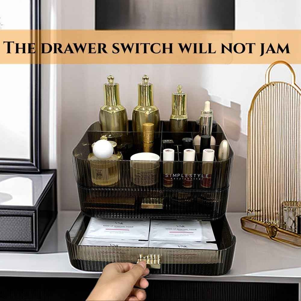 PLINJOY Makeup Organizer with Drawers Stackable Skincare Cosmetic Makeup organization for vanit Bathroom Desk Countertop