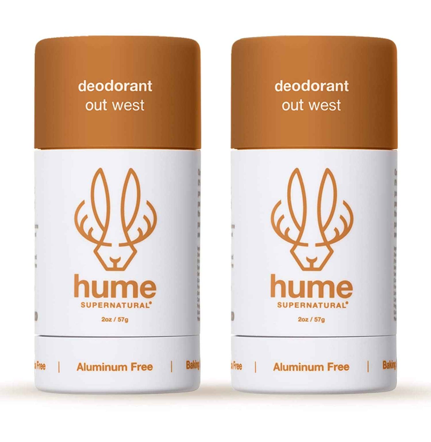 Hume Supernatural Aluminum Free Deodorant for Women & Men - Probiotic and Plant-Based, Long-Lasting Moisture Absorbing - Clean and Effective. (Out West - 2-Pack)