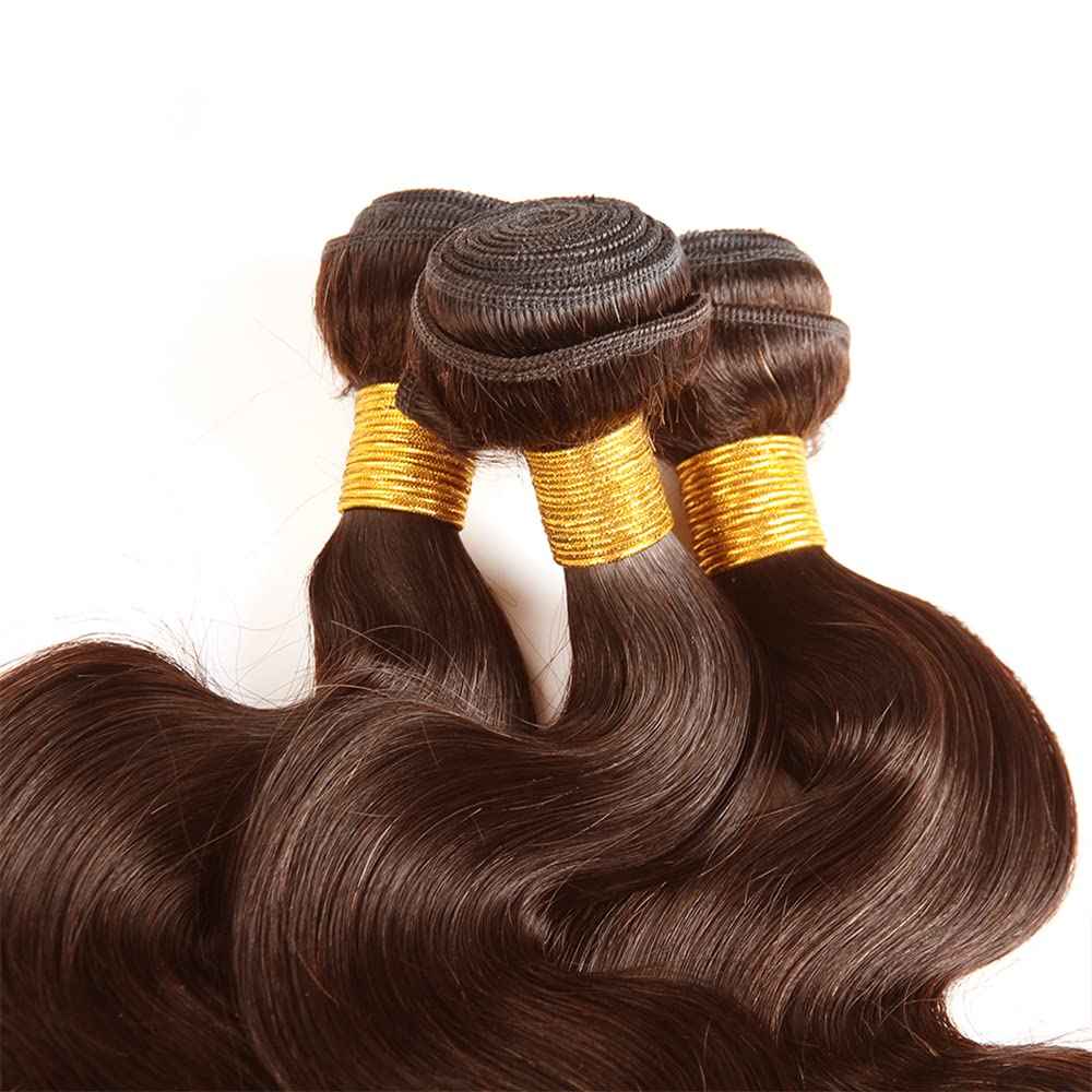 #4 Brown Bundles Human Hair Body Wave Bundles 22 24 Inch Human Hair Weave 2 Bundle Unprocessed Brazilian Virgin Hair Dark Brown Body Wave Human Hair Extensions 100g/PC