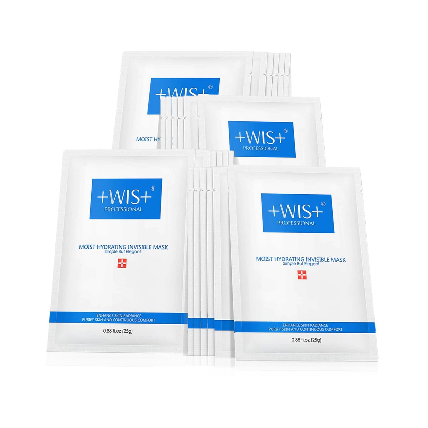 +WIS+ Intensive Hydrating Facial Mask Smoothing Face Sheet Mask 24 Pack, Deep Moisturizing with Hyaluronic Acid, Oil Control, Shrink Pores Firming Anti-aging with Collagen