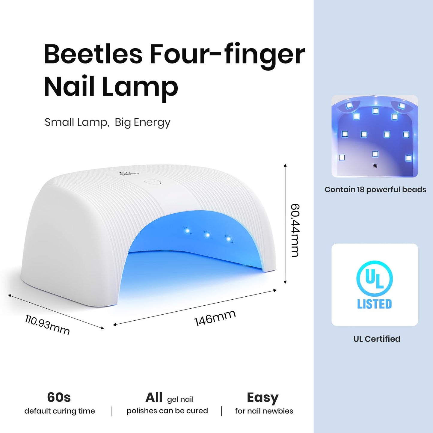 Beetles Gel Polish UV LED Nail Lamp, Fast Drying Nail Dryer Compact Manicure Light with Timer Setting Sensor Elegant Shell UV Light for Gel Nails DIY Home Gift for Her