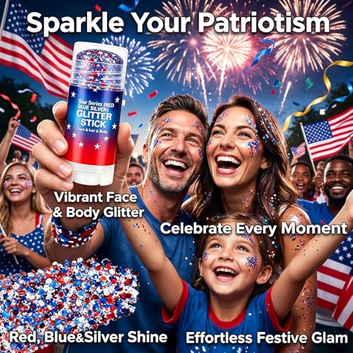 Red White Blue Glitter Stick for Face & Body
