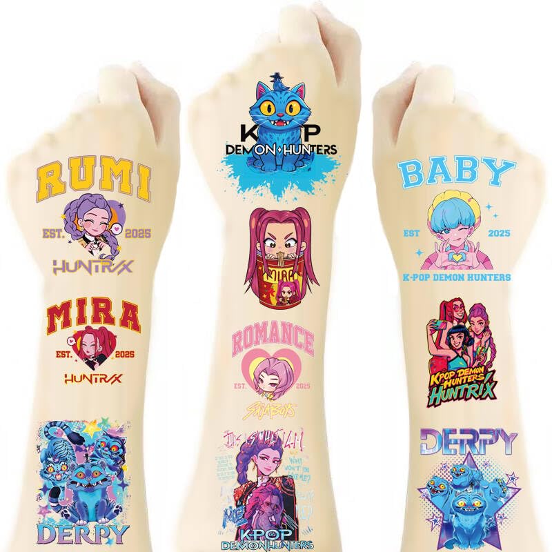 40pcs Temporary Tattoos for Kids - Anime Hunters Designs