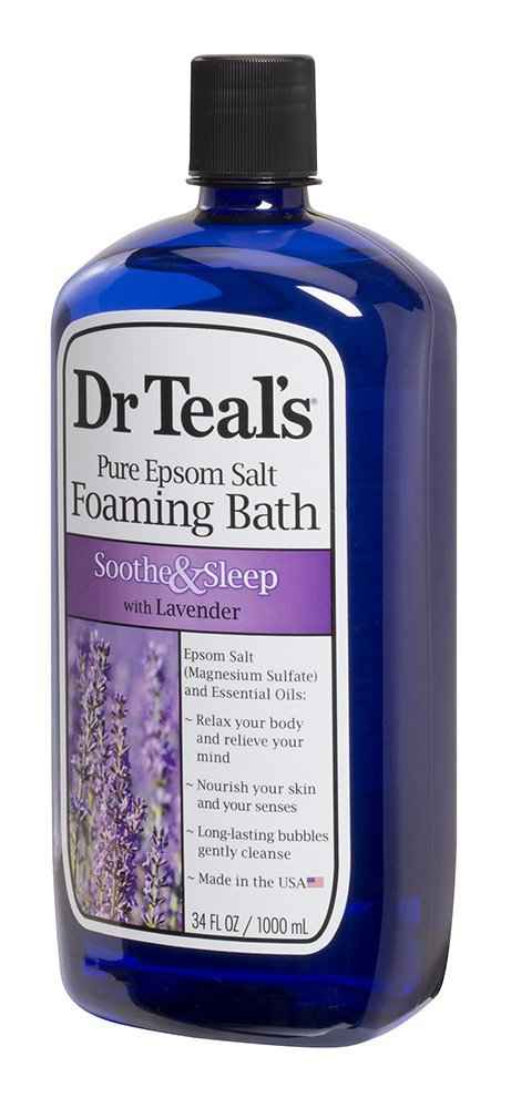 Dr Teal's Foaming Bath & Body Lotion Gift Set (2 Pack, 42oz Total) - 34oz Soothe & Sleep Lavender Foaming Bath & 8oz Nighttime Therapy Melatonin Body Lotion - for a Better Nights Sleep
