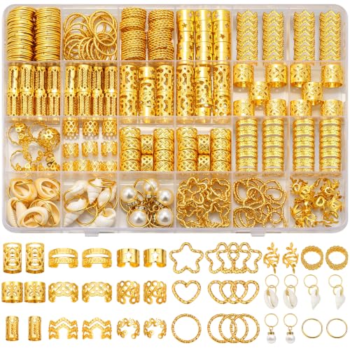 320pcs Gold Hair Jewelry Set for Braids, Locs & Dreadlocks