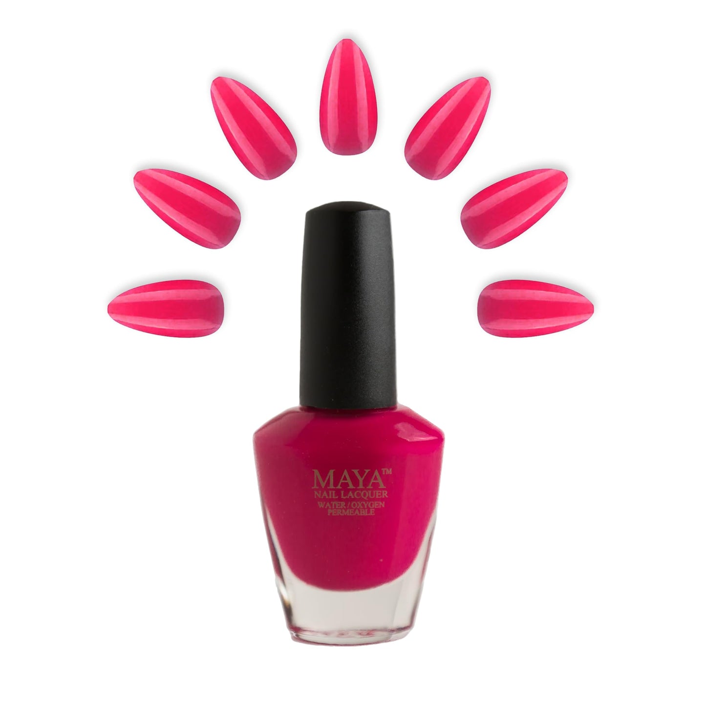 MAYA Red Gel Nail Polish - Quick Dry, Non-Toxic, Breathable & Cruelty-Free Nail Art DIY Manicure, Certified Halal Nail Kit - 0.4 fl oz Soak Off Nail Lacquer, Made in USA - Fuschia is Bright