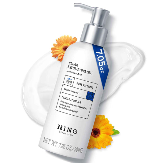 NING DERMOLOGIE Exfoliating Face Scrub: Gentle Face Exfoliator Peeling Gel with PHA & AHA, Niacinamide - Chemical Exfoliant Peel Shot for Dead Skin Cells, Blackheads, Sebum Control & Pores Care 7.05OZ
