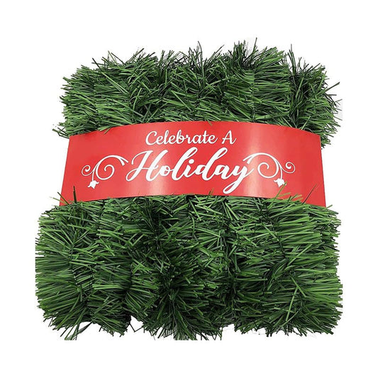 Christmas Garland Christmas Decorations,Green Outdoor Garland for Christmas Decor,Unlit Fluffy Twist Christmas Tree Garland for Stairs Railing Window Door Holiday Staircase Fireplace (65.6FT)