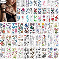 60 Sheets Waterproof Temporary Tattoos Stickers - Flowers & Butterflies