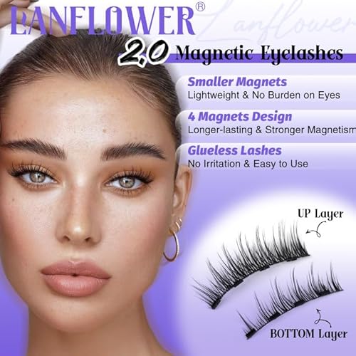 Magnetic Eyelashes with Applicator Natural Look Magnetic Lashes with Applicator Wispy False Eyelashes with Magnets No Need Glue Lashes by Lanflower