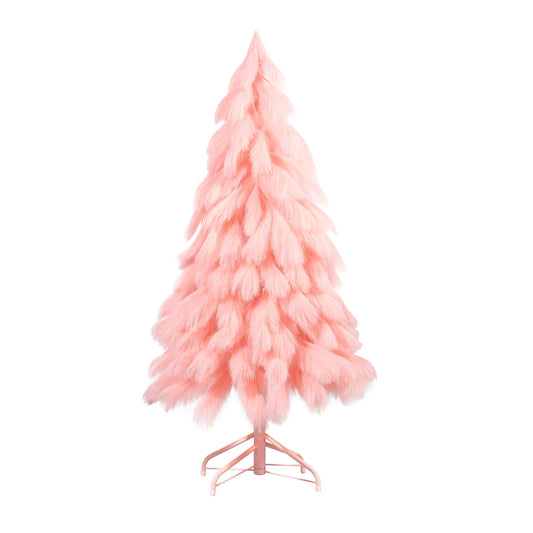 Romantic season Handcrafted 4FT Pink Christmas Tree, Premium Fiber Holiday Xmas Tree Branch Tips & Metal Foldable Stand for Home, Office, Party Decoration