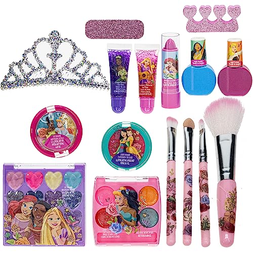 Townley Girl Disney Princess Tiana, Cinderella, Jasmine, Moana and Ariel Fashion Purse Set with Makeup, Toys Gift for 3 4 5 6 7 8 9 10 11 12 Years Old Kid