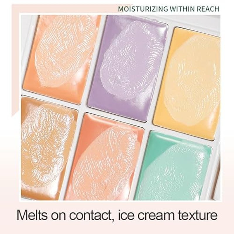 6 Colors Correcting Palette, Makeup Cream Contour Palette, Contouring Foundation Highlighting Concealer Palette for Conceals Dark Circles, Redness, Acne, Blemish