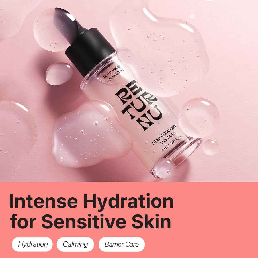 Deep Comfort Ampoule, Hydrating Serum with Korean Birch Sap 10,000ppm, Ceramide & Panthenol, Instantly Moisturizes & Strengthens Skin Barrier, Lightweight, Vegan Korean Skincare (30ml / 1.01 fl. oz)