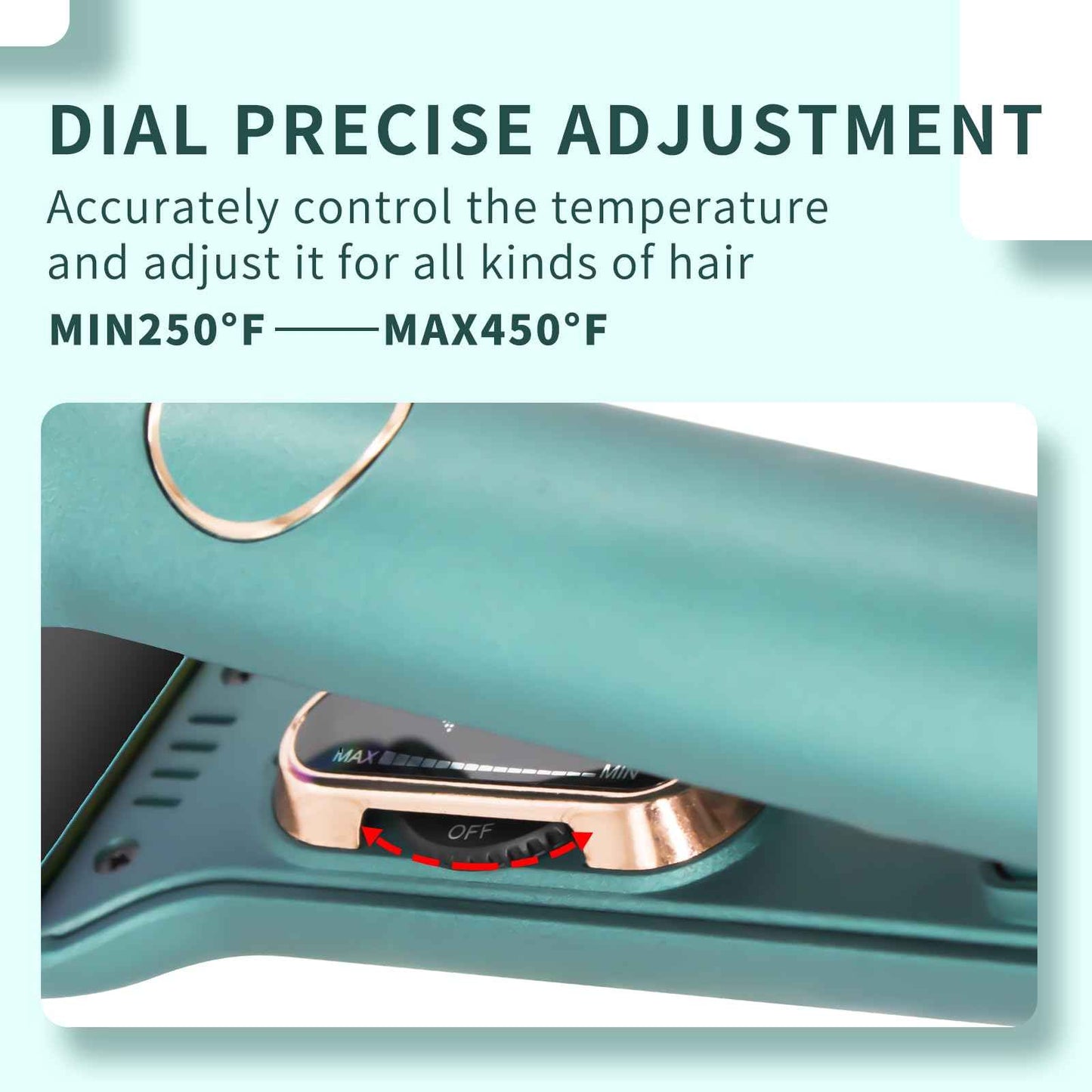 K&K Hair Straightener with LED Display Adjustable Temperature 1.5 Inch Wide Flat Iron for Thick Hair Tourmaline Titanium Dual Voltage 60min Auto Shut Off