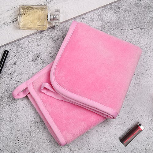 Lifaith Microfiber Makeup Removal Cloths Ultra Soft Facial Cloths, Pack Of 3, 12 x 12-Inch, Pink