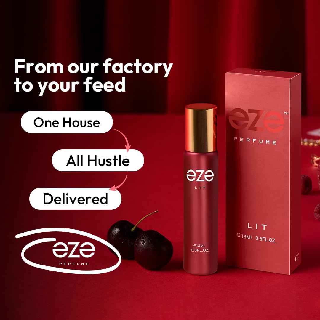 Eze Elevate LIT Eau de Parfum for Women 18ML | Long-Lasting Luxury Perfume | Raspberry & Sour Cherry Scent | Floral Jasmine & Violet | Warm Musk, Vanilla & Cashmeran Base | Premium Fragrance | EDP