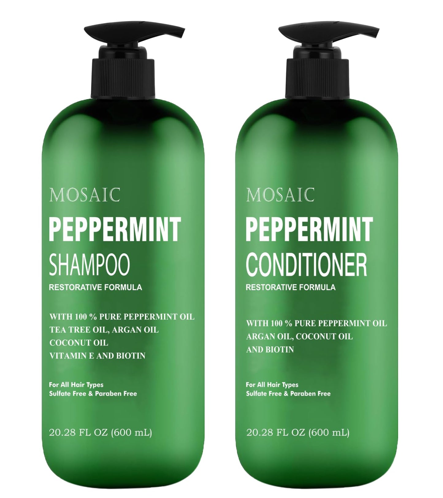 Peppermint Oil Shampoo and Conditioner Set for Hair Growth, For Thinning Hair and Hair Loss Treatments for Women & Men, Hair Thickening Products for Women & Men, Sulfate Free Shampoo 20.2 FL Oz Each