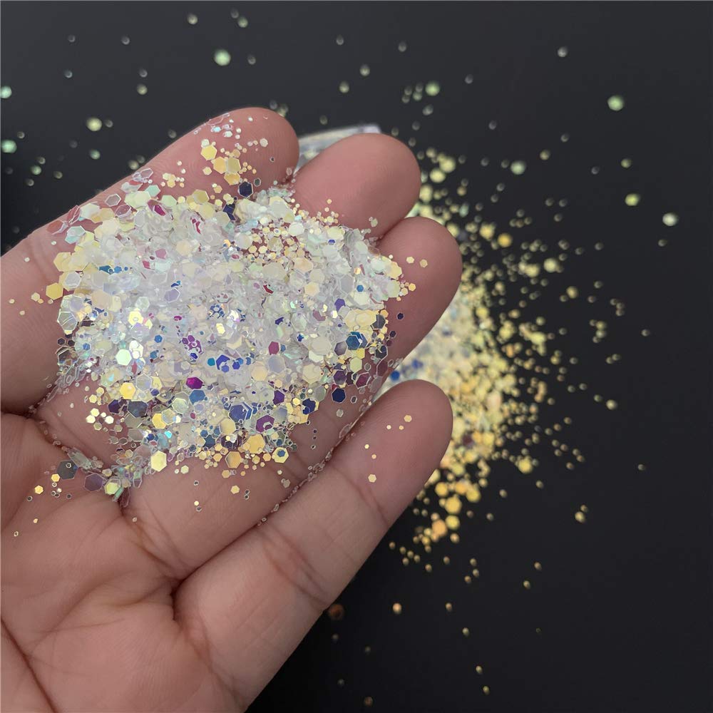 10 Grams/Pack - High Sparkle Rainbow Opal Glitter - Festival Rave Beauty Makeup Face Body Nail Art Decoration WF321A