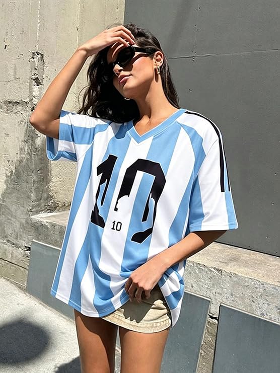 Argentina Soccer Cup 2026 Women's Oversized V-Neck Jersey