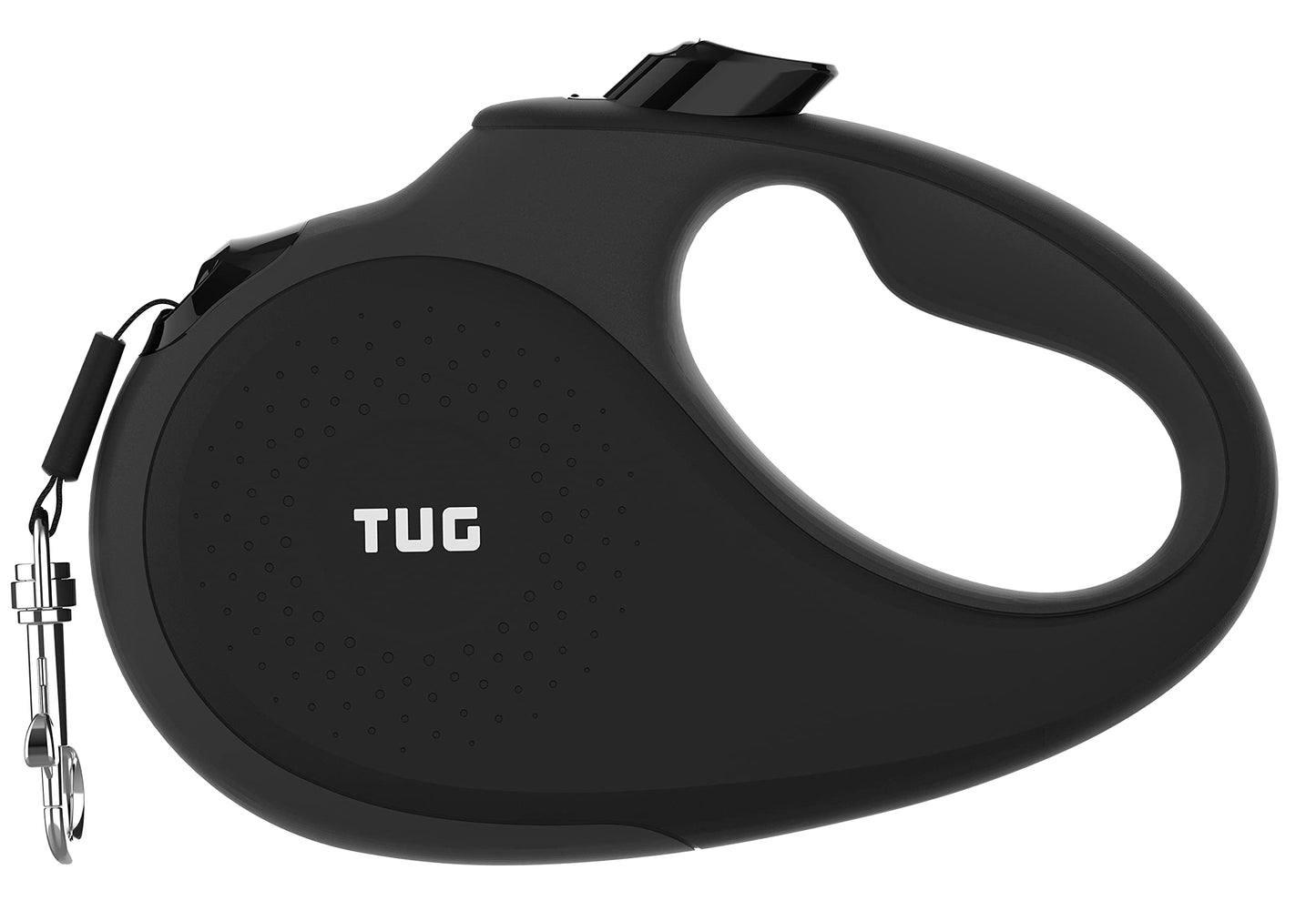 TUG 360° Tangle-Free Retractable Dog Leash with Anti-Slip Handle | 16 ft Strong Nylon Tape | One-Handed Brake, Pause, Lock (Large, Black/Grey)