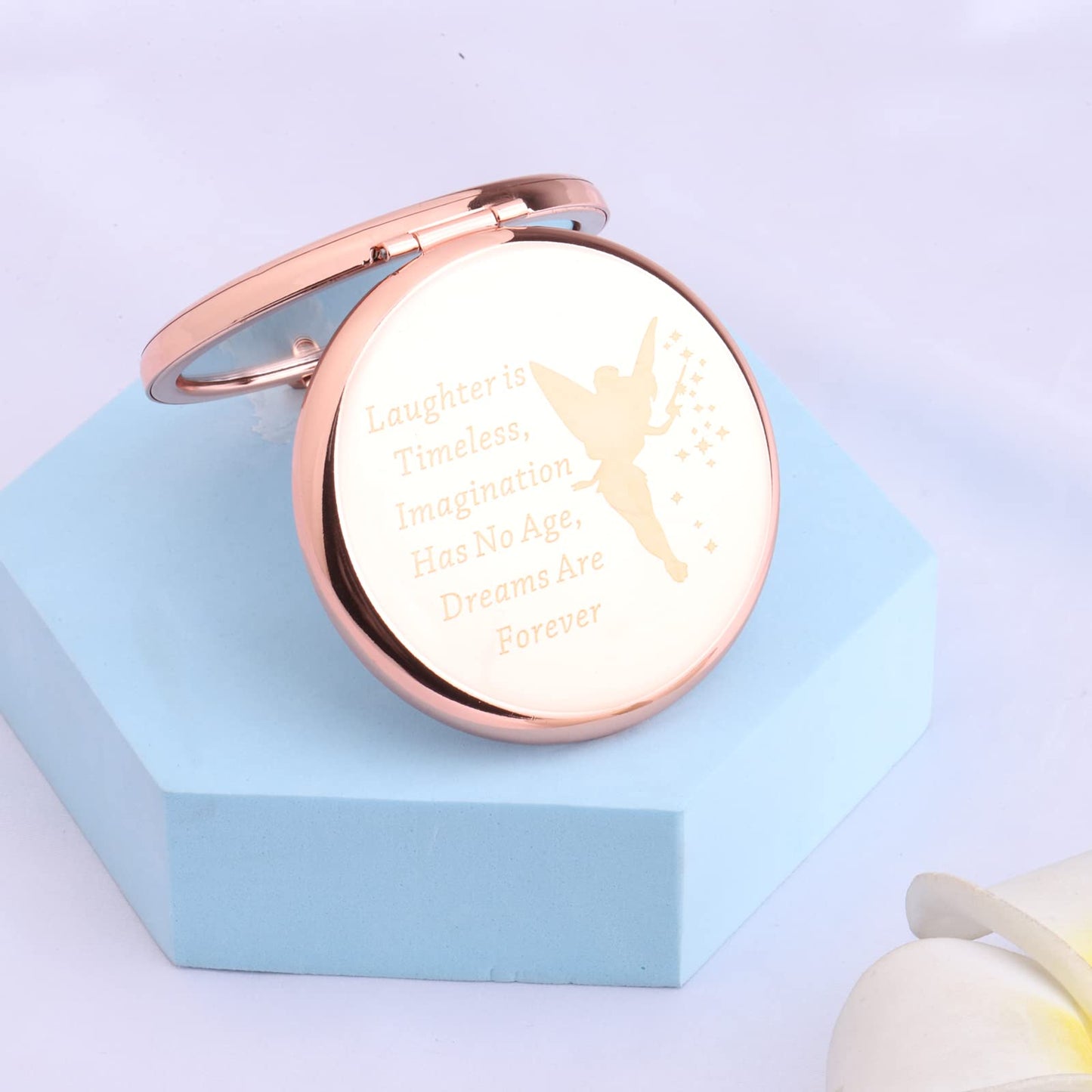 LQRI Faily Cartoon Tales Compact Mirror Fairy Bell Gift Laughter is Timeless Imagination Has No Age Makeup Mirror Fairy Inspired Gift for Fans (Laughter)